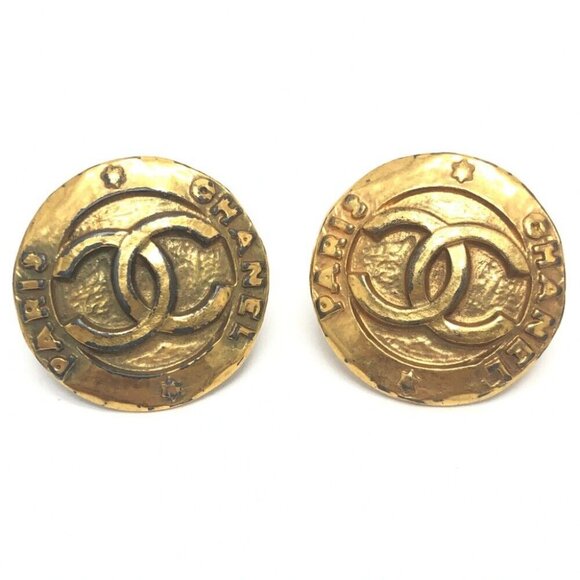 CHANEL CC Mark logo Earrings Small items Accessories Earrings Metal Gold - Picture 1 of 10